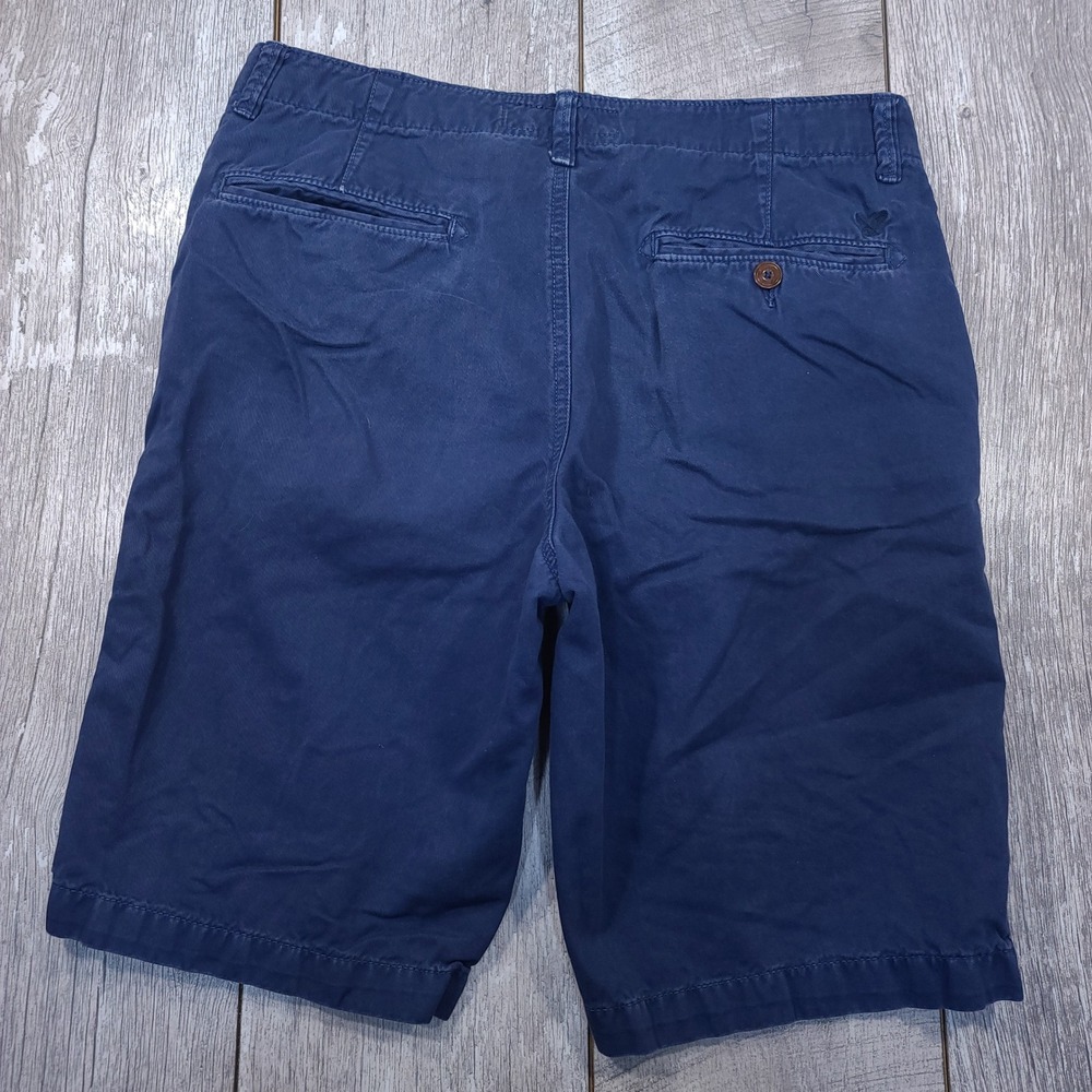 American Eagle Longboard Shorts Men 34 Navy Blue Cotton Chino Flat Front - Picture 2 of 6